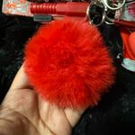 Handmade Vibrant Red Keychain‎ Set with Floral Pouch Photo 5