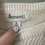 &merci &Merci White Sweater Puff Sleeve Crewneck Pullover Size Small Photo 3
