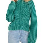Free People  Sweetheart Sweater Chunky Rib Knit Pullover Green Photo 0