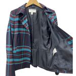 Hugo Boss  Blue/brown/navy Plaid Virgin Wool Snap Buttons Blazer size 6 Photo 2