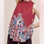 Anthropologie  Deletta Epona Tropical Bird Floral Mock Sleeveless Top Red Photo 1
