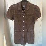 Gap  Charcoal Black Denim Romper Puff Sleeves | Women’s Size 8 Photo 2