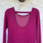 Francesca's NWT Francesca’s Maroon Purple Red Waffle knit boho long sleeve knee length dress Photo 6