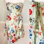 Nanette Lepore Size 4 Belle Fleur Strapless Floral Dress Tie Pockets Linen Silk Photo 0