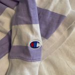 Champion  Purple and White Striped Cropped Long Sleeve Photo 1
