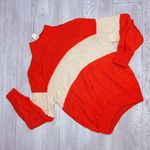 Aerie Nwt oversized knit long sleeve pullover sweater orange and tan sweater shirt Photo 0