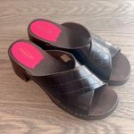 Swedish Hasbeens Wooden Slip-On Platform Sandal - Annette High Brown Croc Photo 0