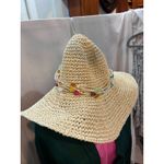 Womens Straw Sun Hat Wide Brim Beaded Band Beach Vacation One Size Tan Photo 1