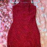 Missguided Red Lacey Party Mini Bodycon Dress Photo 3