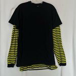 The Ragged Priest  Striped Mind Control Long Sleeve Layered Mens XS Black Yellow Photo 0