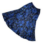 Vintage satin royal blue floral print midi skirt Size M Photo 7
