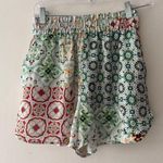 ZARA Satin Silky Smooth Boho Artisanal Tile Floral Inspired Pull On Shorts Photo 0