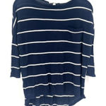 autumn cashmere Autumn‎ Cashmere Women's Striped 3/4 Sleeve Drop Shoulder Top Blue White Size XS Photo 0
