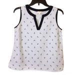 Talbots Petite Linen Blend Striped Anchor Tank Top Blue Small Photo 0