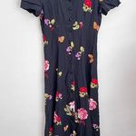 Vintage 80s E.D.Michaels Floral butterfly Dress Cottagecore Modest whimsical 4 Red Photo 0