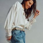 Free People  Ethereal Dainty Cottage Rhiannon Crochet Shirt Ivory Size Large Photo 13