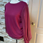 HARLOWE & Graham women sweatshirt top puff tule sleeves sz M Size M Photo 3