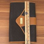 Vintage TED LAPIDUS Paris Embossed Leather Monogram Envelope Clutch Bag 8”X12” Black Photo 6