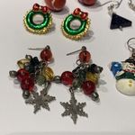 Lot Of 5 Costume Earrings Pierced Christmas Holiday Snowman Santa Wreath Etc Photo 3