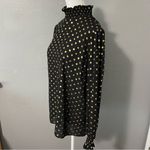 Worthington  black chiffon gold metallic dot high ruched neck long sleeve top L Photo 3