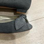 Theory NEW  Black Denim Canvas Peeptoe Bow Ballet Flats Size 37/7 US Photo 2