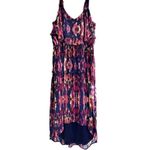 Black Rainn  colorful abstract high low ruffle dress size large Photo 1