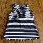 Lands' End  Womens Blue White Striped High Neck Tankini Swim Suit Top Size 8 Photo 1
