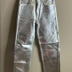 ZARA silver metallic coated boyfriend fit straight leg jeans size 2 Photo 0