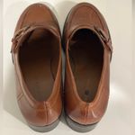 Predictions  Tan Leather Loafers Buckle Belt And Almond Toe With Block Heel Sz 6. Photo 5