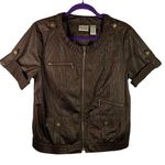 Chico's Zenergy by  Women's Jacket Size 1 Brown Short Sleeve Full Zip Moto‎ Photo 0