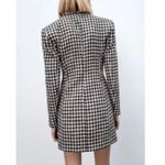 ZARA  Black White Houndstooth Coat Blazer Dress XS Tailored Mini Jacket Dress Photo 3