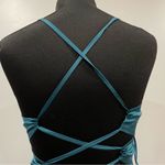 La Femme 28571 Teal Strappy Back Satin Gown 4 Photo 3