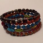 Women’s Stretchy Spiral Bracelet Cuff Beaded Multi Color Glass Bead Photo 1
