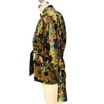 Vintage Floral Belted Blazer Black Gold Green Purple Lapel Flap Crop Blazer EUC Size L Photo 2