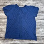 Fever Women's Open Crochet Short Sleeve Sweater Blouse Royal Blue S SM Small Rib Photo 10