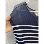 Andrea Jovine AJ Adrea Jovine Women's Blouse Blue Striped Size Small Short Sleeve Linen Photo 3