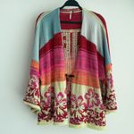 Free People Surf Sweater XS/S Kimono Boho Cotton Knit Cardigan Coastal Colorful Photo 5