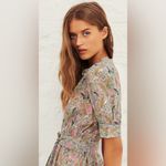 Ba&sh Jasmine Floral Print Ruffle Shirt Robe Puff Sleeves Mini Dress Size Medium Photo 3