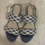 Tory Burch NEW   Lola Woven Slingback PATENT Sandal Size 7.5 NAVY Beige Jute Photo 6