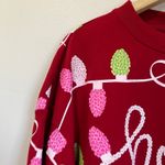 MarleyLilly Holly Jolly Christmas Sweater L/XL Red Lights Graphic Photo 2