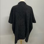 100% Cashmere Poncho Mock Neck Grey One Size Minimalist Quiet Luxury Staple Gray Photo 3