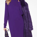 Michael Michael Kors Cashmere Blend Turtleneck Long Sleeve Sweater Dress XXS Purple Photo 0