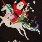 No Boundaries NO BOUNDRIES light up ugly Christmas Santa unicorn knit sweater size 3XL XXXL Photo 2