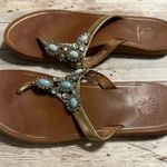 Yellow Box  Sandals Size 8 Brown Turquoise Blingy Photo 3
