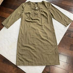 Talbots  olive green lace up midi dress, 3/4 sleeves. NWT women’s size 4 Photo 1