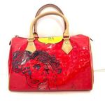 Red Arcadia Custom Pop Art Hand Painted Handbag Satchel Purse Photo 0