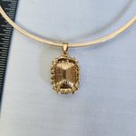 Gold Choker Necklace with Rainbow AB Square Pendant New Photo 5