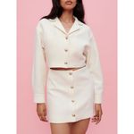 Maje Raquema Cream Textured Tweed Cutout Blazer Dress Size EU 42 US Extra Large Photo 1