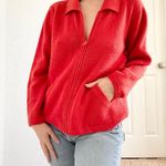 Vintage Red Orange Cashmere Zip Up Sweatshirt Photo 5