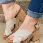 Toms Ibiza Sandals Women’s Size 8.5 Beige Cork Platform Block Heel Photo 0